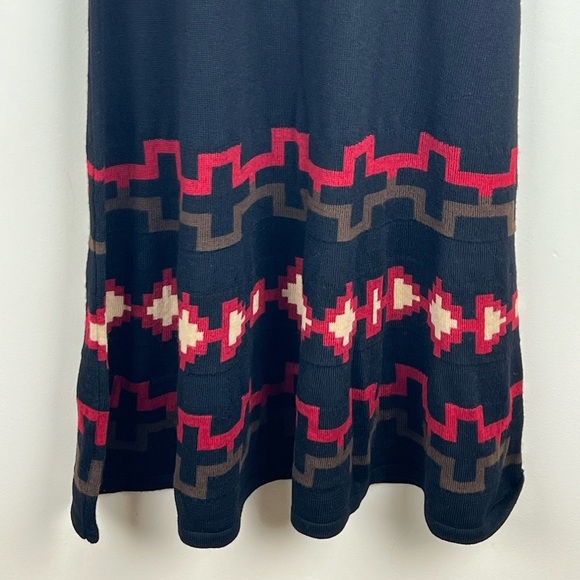 Ralph Lauren | Southwestern Merino Sleeveless Midi Dress Black Geometric | M - Picture 4 of 9